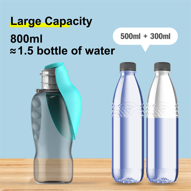 800ml Portable Dog Water Bottle with Foldable Bowl