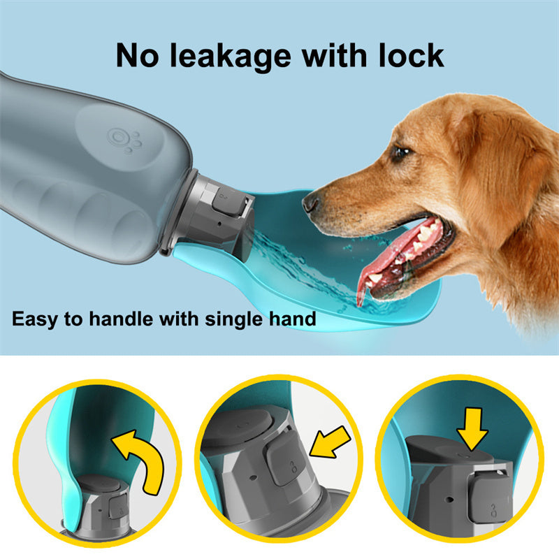 800ml Portable Dog Water Bottle with Foldable Bowl